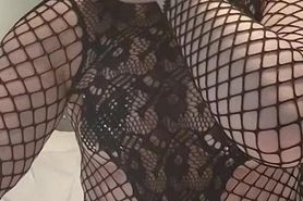 Fishnet star tits orgasm