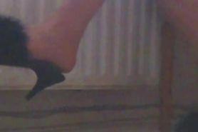 mature MILF Nadia shows her sexy legs in high sexy mule