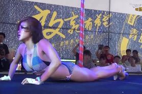 Hot Taiwanese Pole Dancer in Striped Bikini - 2013 - HD