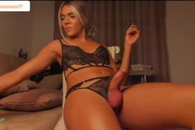 Amazing Blonde TS in black Lingerie Part 3