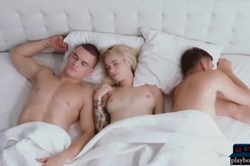 24 years old Russian blonde Arteya fucks two hung guys