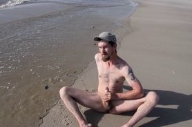 Wank and Cum on the Beach