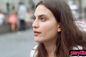 Cute French tourist chicks having her first lesbian sex