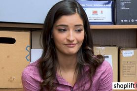 Petite Brunette teen caught by a corrupt LP officer