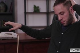 Tattooed Tgirl Lena Kelly fucks in the office