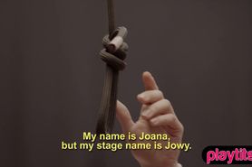 Cute circus artists couple having an acrobatic  fuck