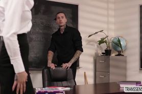 Principal Tgirl Casey Kisses gives prof Ruckus sloppy b