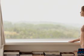 Petite body teen model strips and shows off everything