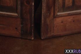 Petite brunette MILF with nice ass massage a bad guy