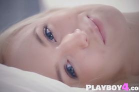 Petite big tits blonde teen playing with her wet pussy