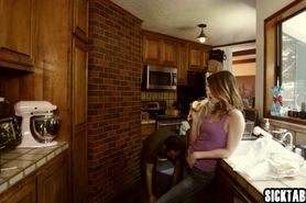 Perverted brunette teen sucked a stepdads big banana