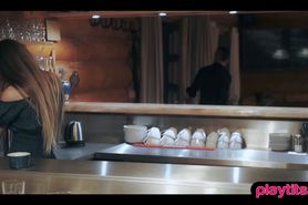 Sex goddess Kira Parvati gets fucked in an empty bar