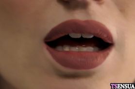 Hot spying slender shemale enjoyed playing with dicks