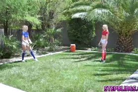 Stepsisters plays with each others twats as they head i