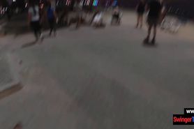 CFNM handjob from his big round ass Asian girlfriend