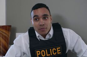 The police officer fucked his ass hard in his own kitch