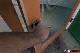 Nasty busty MILF stepmom gave a stepson a welcome gift