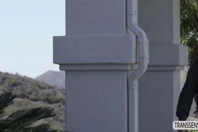 Pale and bigtits TS Korra Del Rio hot sex on couch