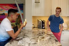 Teen gay twinks learning to play at home in the bedroom