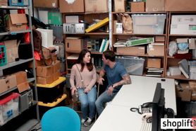 Brunette used by a bad policeman in front of a partner