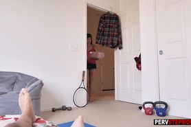 Horny stepmom cleaned stepsons cock with her mouth