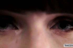 Smalltits and Pale TS Natalie Mars reverse cowgirl