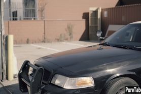 Nasty blonde got caught by a bad busty lesbian cop