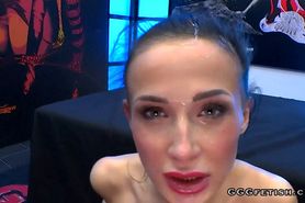 Nicole shows cumshots and sucking on big dick