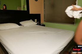 Tight amateur Thai massage chick services his hard cock