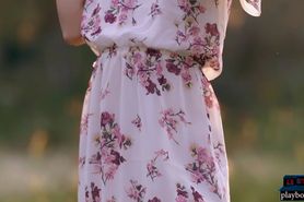 Petite body Filipina teen model strips naked outdoor