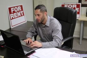 Young Asian real estate agent is horny at job interview