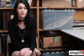 Skinny teen banged by a bad LP officer in his office