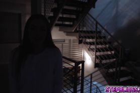 Step bro fucks Summer Brooks mouth before slamming her 