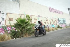 Brunette and tanned Tgirl Khloe Kay enjoys hard anal