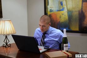 Horny brunette teen surprised a nice guy and sucks cock