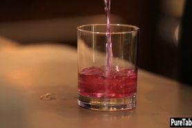 Crazy brunette MILF with big tits took two big cocks