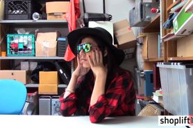 Sexy brunette teen babe enjoyed a threesome office sex