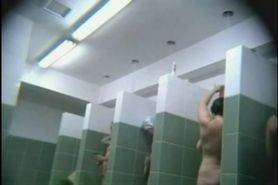 Moms and teens in public shower room
