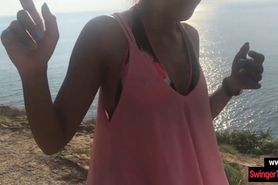 Asian amateur GF gives boyfriend a blowjob in public