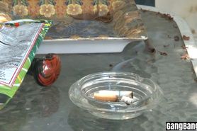 Sexy slut fucked hard in an asshole by a black guys