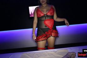 Thick BBW Asian amateur fucks one of the bar customers