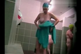 Many milf pussies in public shower room