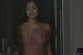 Asian beauty Chloe Rose with a big ass strips naked