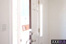 Perverted guy delivered the package to the hot MILF