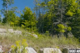 Perfect redhead MILF watched a weird action outdoor