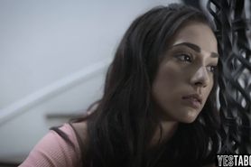 Cute brunette teenie having her first ever group sex