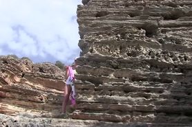 Wild tourists have mountain anal sex