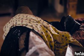 Jealous ebony MILF used hot blonde teens tight pussy