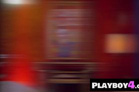 Horny MILF in a costume played with a guys with sex toy