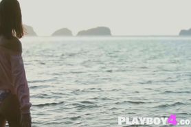 Sexy teen babe enjoyed on the beach with her friend